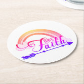 Faith Rainbow Runder Pappuntersetzer (Angewinkelt)