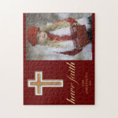 Faith | Religiöses Cross Christmas Foto Puzzle (Vertikal)