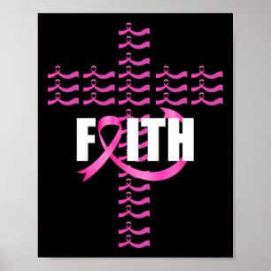 Faith Ribbon Christliche Kreuzung Brustkrebs Aware Poster