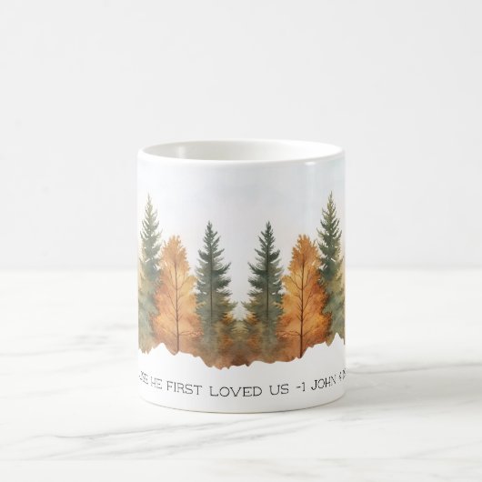 Faith Scripture Forest 1 John 4:19 Mug Kaffeetasse (Mittel)