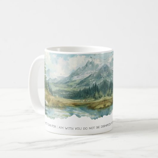 Faith Scripture Isaiah 41:10 Mountain Mug Kaffeetasse (Vorderseite Links)