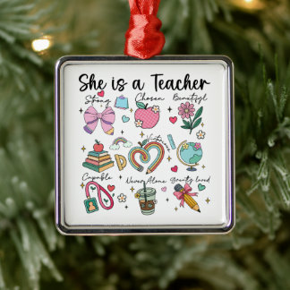 Faith She is Teacher Gift Ornament Aus Metall