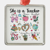 Faith She is Teacher Gift Ornament Aus Metall (Vorne)