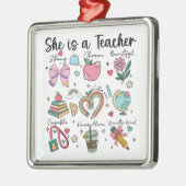 Faith She is Teacher Gift Ornament Aus Metall (Links)