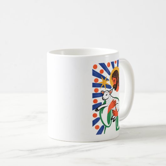 Faith Shepherd Lamb Peaceful Divine Sritual Design Kaffeetasse (VorderseiteRechts)