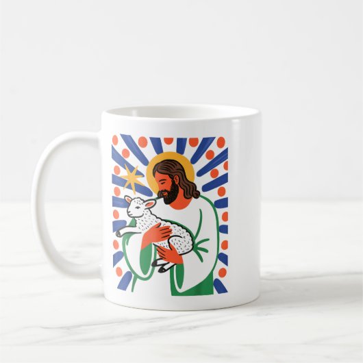 Faith Shepherd Lamb Peaceful Divine Sritual Design Kaffeetasse (Links)