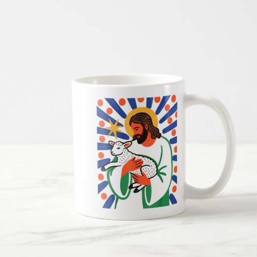 Faith Shepherd Lamb Peaceful Divine Sritual Design Kaffeetasse (Rechts)