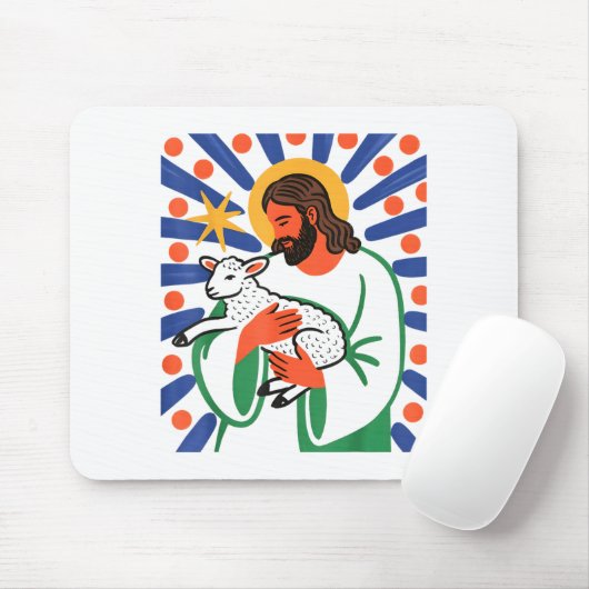 Faith Shepherd Lamb Peaceful Divine Sritual Design Mousepad (Mit Mouse)