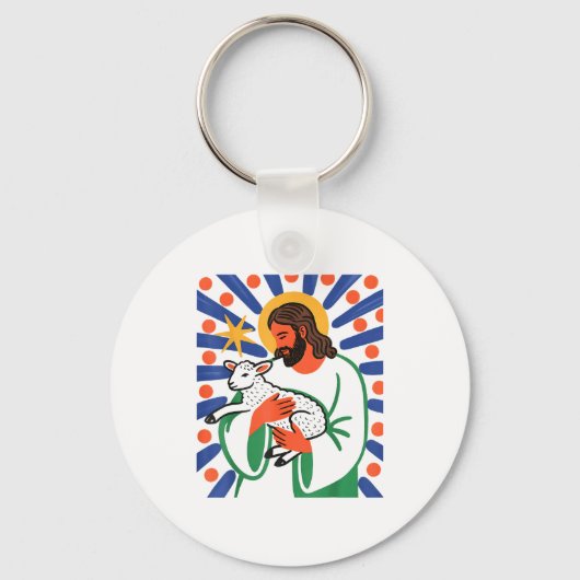Faith Shepherd Lamb Peaceful Divine Sritual Design Schlüsselanhänger (Vorderseite)