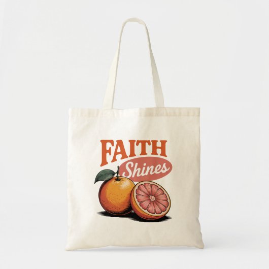 Faith Shines Orange Grapefruit Retro Christliches Tragetasche (Vorne)