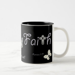 Faith Silver Cross & Butterfets gotGod316.com Zweifarbige Tasse