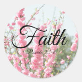 Faith Sprichwörter 3:5-6 Verse Elegante Rosa Blume Runder Aufkleber (Vorderseite)