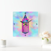 Faith ~ Steeple Square Wall Clock Quadratische Wanduhr (Zuhause)