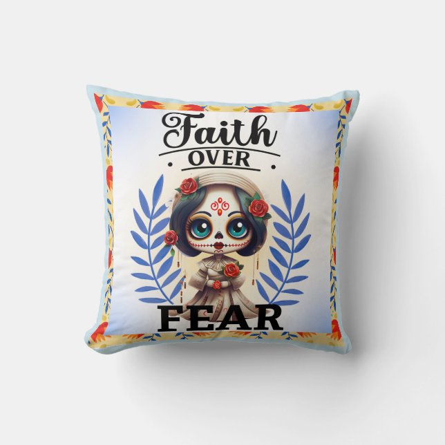 Faith Sugar Skull Kissen (Vorderseite)