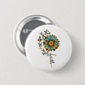 Faith Sunflowers Butterflies Christlich Religious Button (Vorne & Hinten)