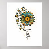Faith Sunflowers Butterflies Christlich Religious Poster (Vorne)