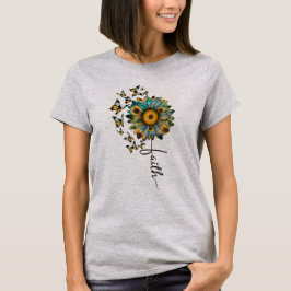 Faith Sunflowers Butterflies Christlich Religious T-Shirt