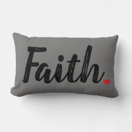 FAITH Textur Buchstaben mit rotem HERZ Lumbar Kiss Lendenkissen