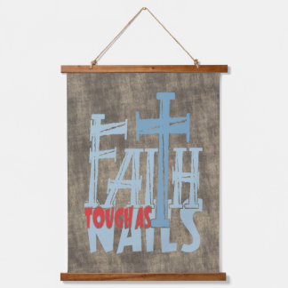 Faith Tough As Nails Cross Christliche Design Wandteppich Mit Holzrahmen