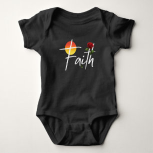 Faith Typografie mit Rose Baby Strampler