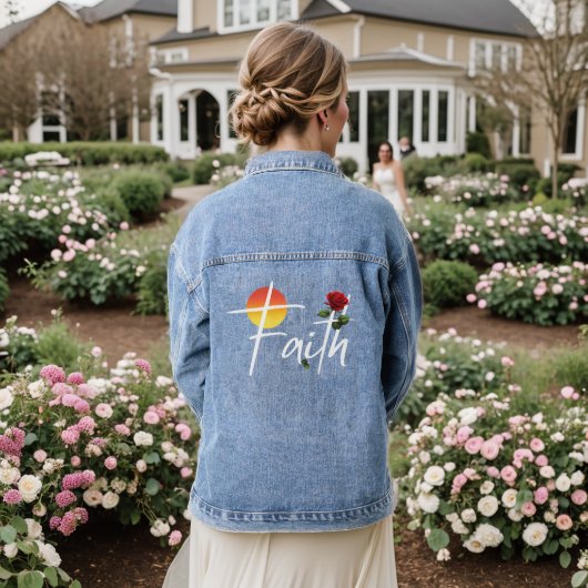 Faith Typografie mit Rose Jeansjacke (Hochzeit Rückseite)