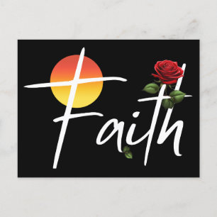 Faith Typografie mit Rose Postkarte