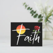 Faith Typografie mit Rose Postkarte (Stehend Vorderseite)