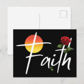 Faith Typografie mit Rose Postkarte (Vorne/Hinten)