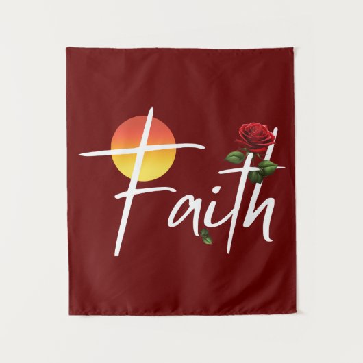 Faith Typografie mit Rose Wandteppich (Vorderseite)