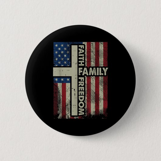 Faith Us Flag Christian Religious God Jesus Men Wo Button (Vorderseite)
