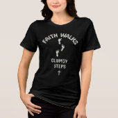 Faith Walks, Clumsy Steps – Funny Christian Footpr Tri-Blend Shirt (Vorderseite)