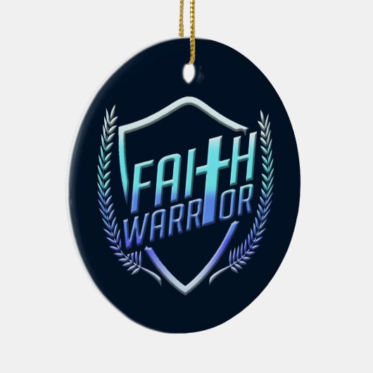 Faith Warrior Christian Blue Keramik Ornament (Rechts)