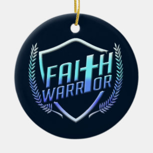 Faith Warrior Christian Blue Keramik Ornament