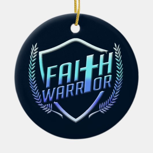 Faith Warrior Christian Blue Keramik Ornament (Vorne)