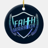 Faith Warrior Christian Blue Keramik Ornament (Hinten)