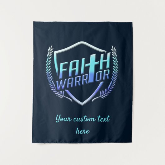 Faith Warrior Christian Blue Wandteppich (Vorderseite)