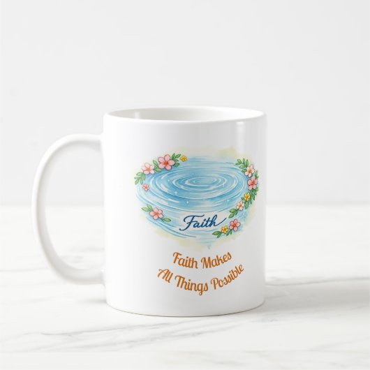 Faith Water Ripple Flowers Easter Christian Mug Kaffeetasse (Links)