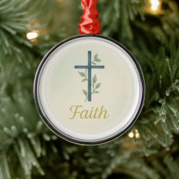 “Faith” Watercolor Christmas Ornament Aus Metall