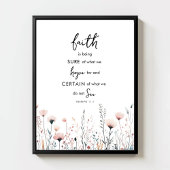 Faith Watercolor Wildflowers Bible Verse Print Poster