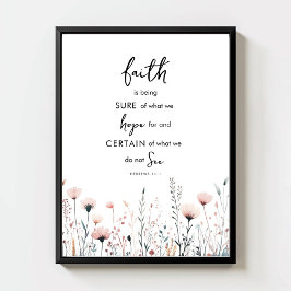 Faith Watercolor Wildflowers Bible Verse Print Poster