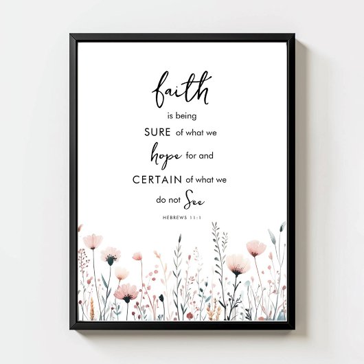 Faith Watercolor Wildflowers Bible Verse Print Poster