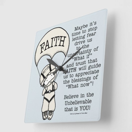 Faith Will Guide Quadratische Wanduhr (Winkel)