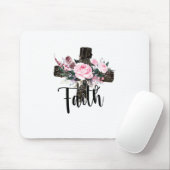 Faith Wood Cross mit Blume, Christlicher Glaube Mousepad (Mit Mouse)