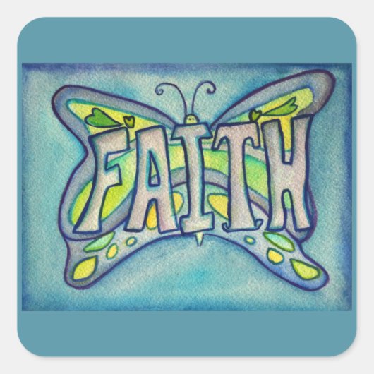 Faith Word Art Blue Butterfly Decal Stickers (Vorderseite)
