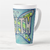 Faith Word Art Blue Butterfly Wing Cup Latte Tasse (Rechte Ecke)