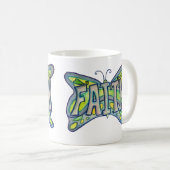 Faith Word Art Blue Butterfly Wings Coffee Cup Kaffeetasse (VorderseiteRechts)
