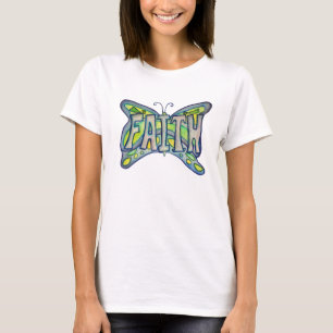 Faith Word Art Blue Butterfly Wings Custom TShirts
