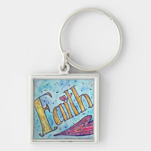 Faith Word Art Malerei Inspirational Key Chains Schlüsselanhänger (Vorne)