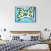Faith Word Blue Butterfly Malerei Leinwand Artwork (Insitu (Schlafzimmer))