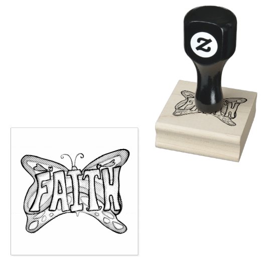 Faith Word Butterfly Rubber Briefmarke Gummistempel (Stempel)